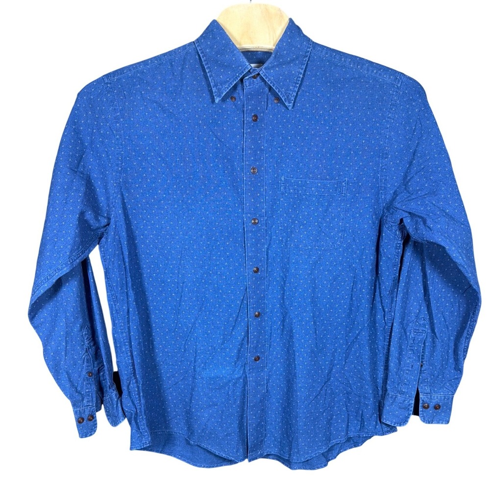 Brooks Brothers Madison Blue Micro Dot Cotton Button Down Shirt Mens Large 650